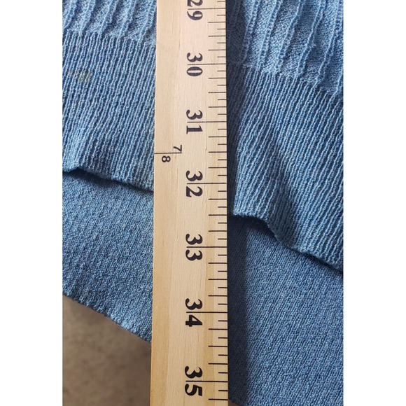 Eileen Fisher Aqua Blue Ribbed Knit Shark Hem Tunic Sweater L Casual 100% Wool - Picture 8 of 9